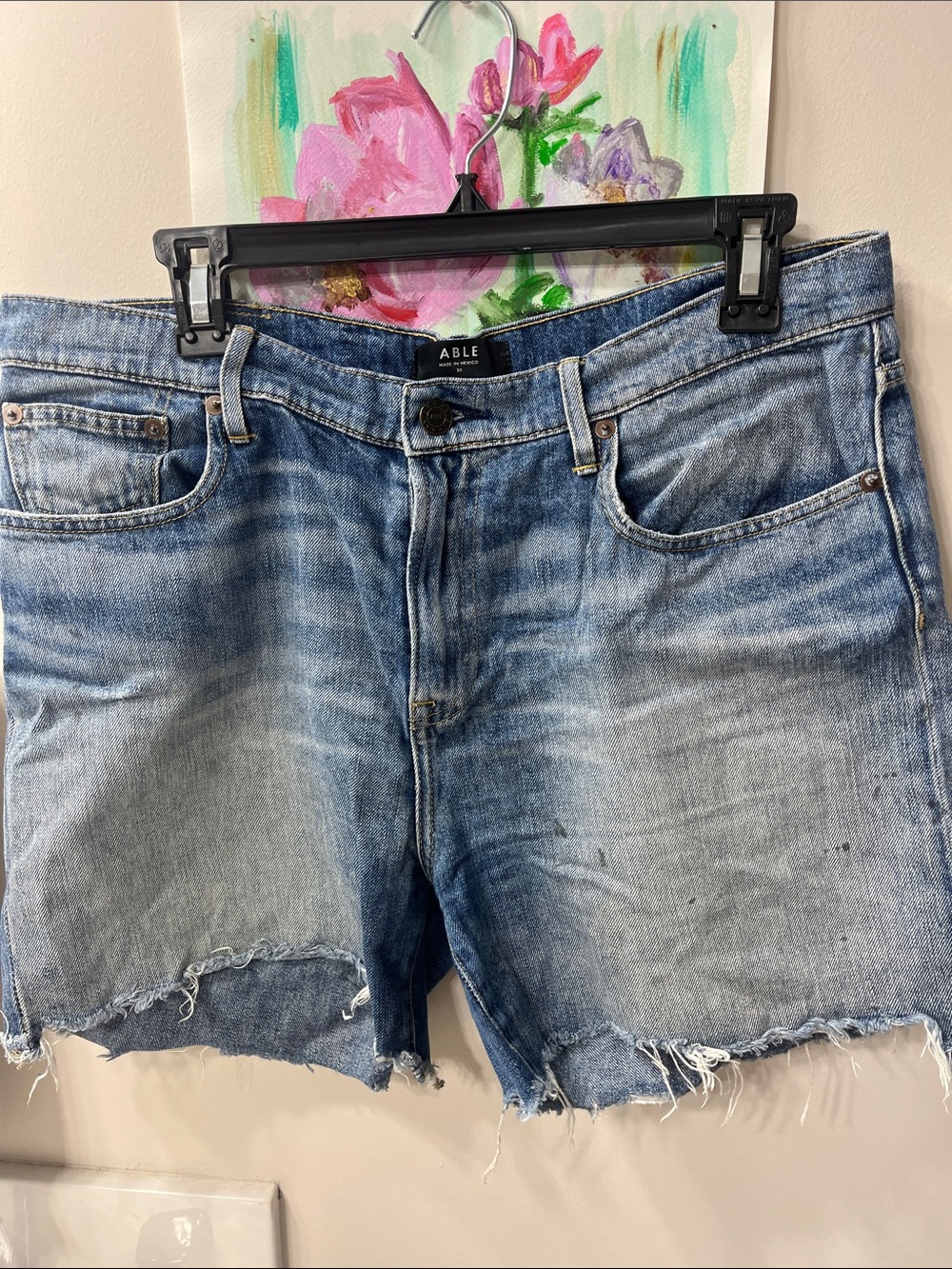 Able Blue Washed Denim Cutoff Shorts